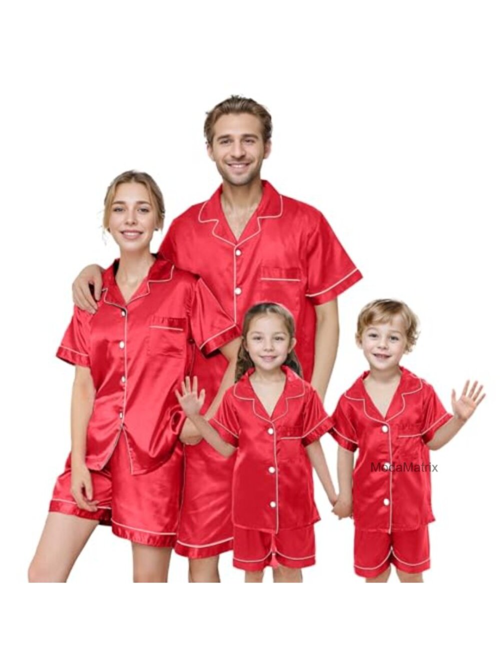 Girls 2-Piece Satin Pajama Set with Shorts and V-Neck Top